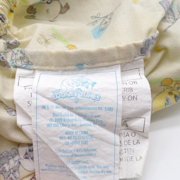 BABY LOONEY TUNES Fitted Crib Sheet Tweety Taz Bugs Bunny Yellow 2008 VTG Y2K - Picture 3 of 3